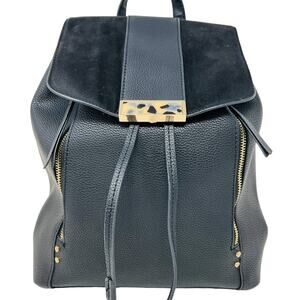 Topshop Dual Zip Backpack Black Gold